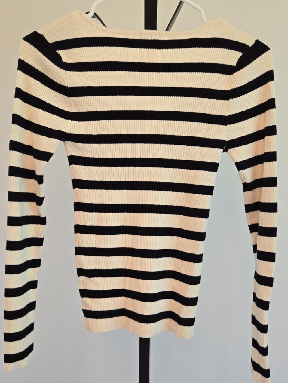 a new day Black & Cream Striped Ribbed Top - Picture 2 of 5